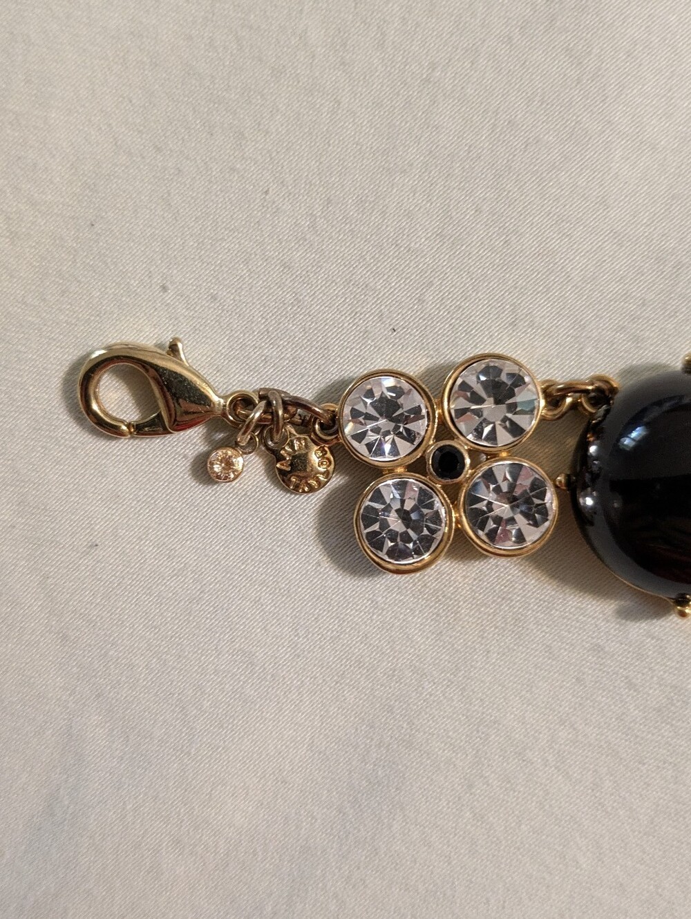 ANN TAYLOR Black Cabochon & Rhinestone Flower Choker Statement Necklace - Picture 4 of 4